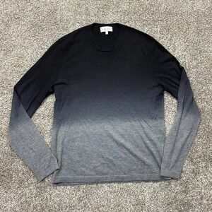 Neiman Marcus Sweater Men's Medium 100% Cashmere Dip Dye Ombre Gray Black Luxury